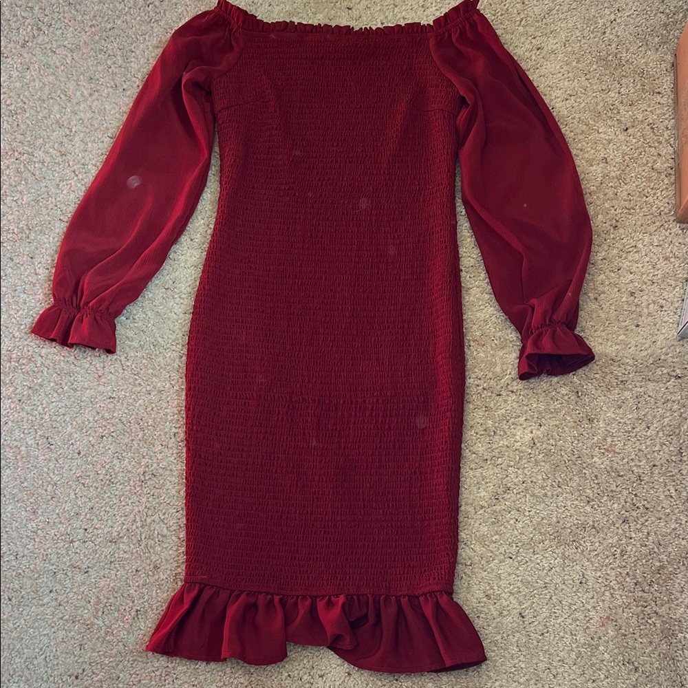 Elegant Off-Shoulder Red Dress